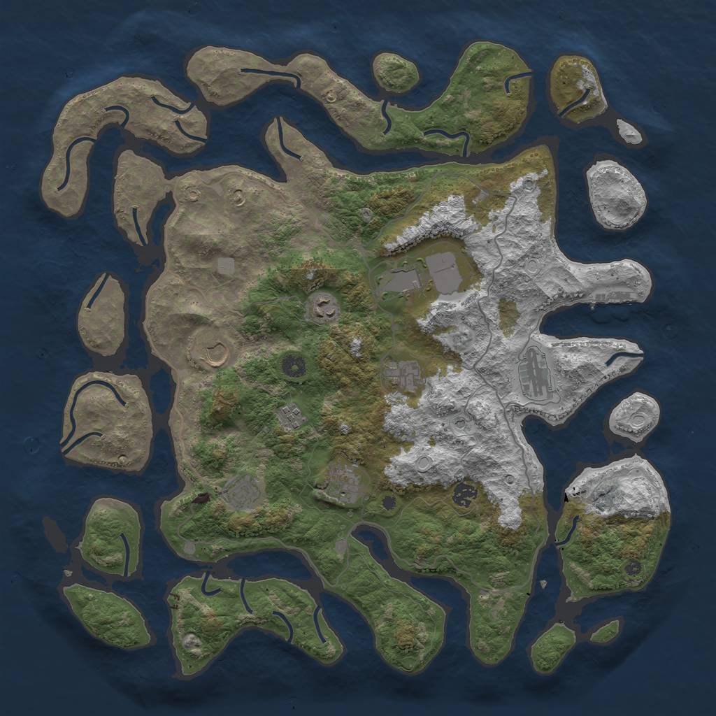 Rust Map: Procedural Map, Size: 4500, Seed: 743523054, 16 Monuments