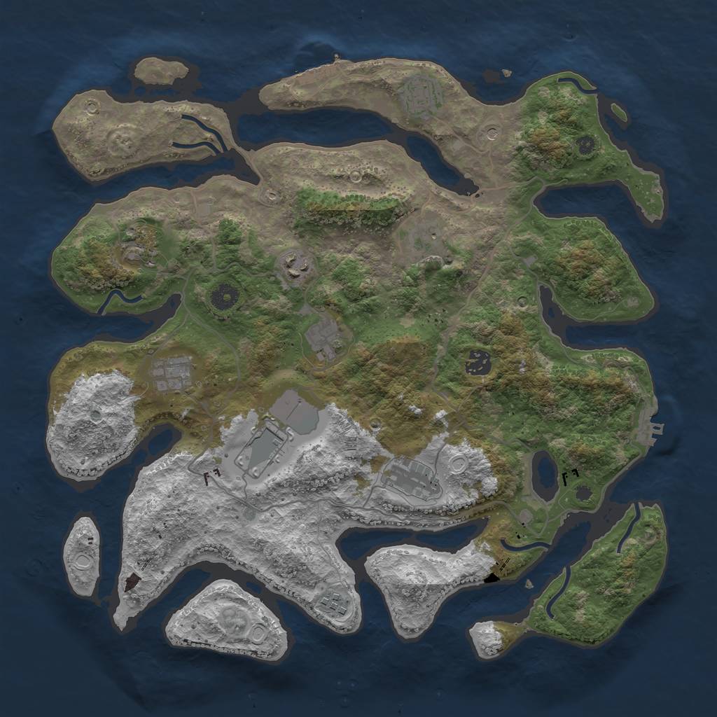 Rust Map: Procedural Map, Size: 4000, Seed: 395568249, 18 Monuments