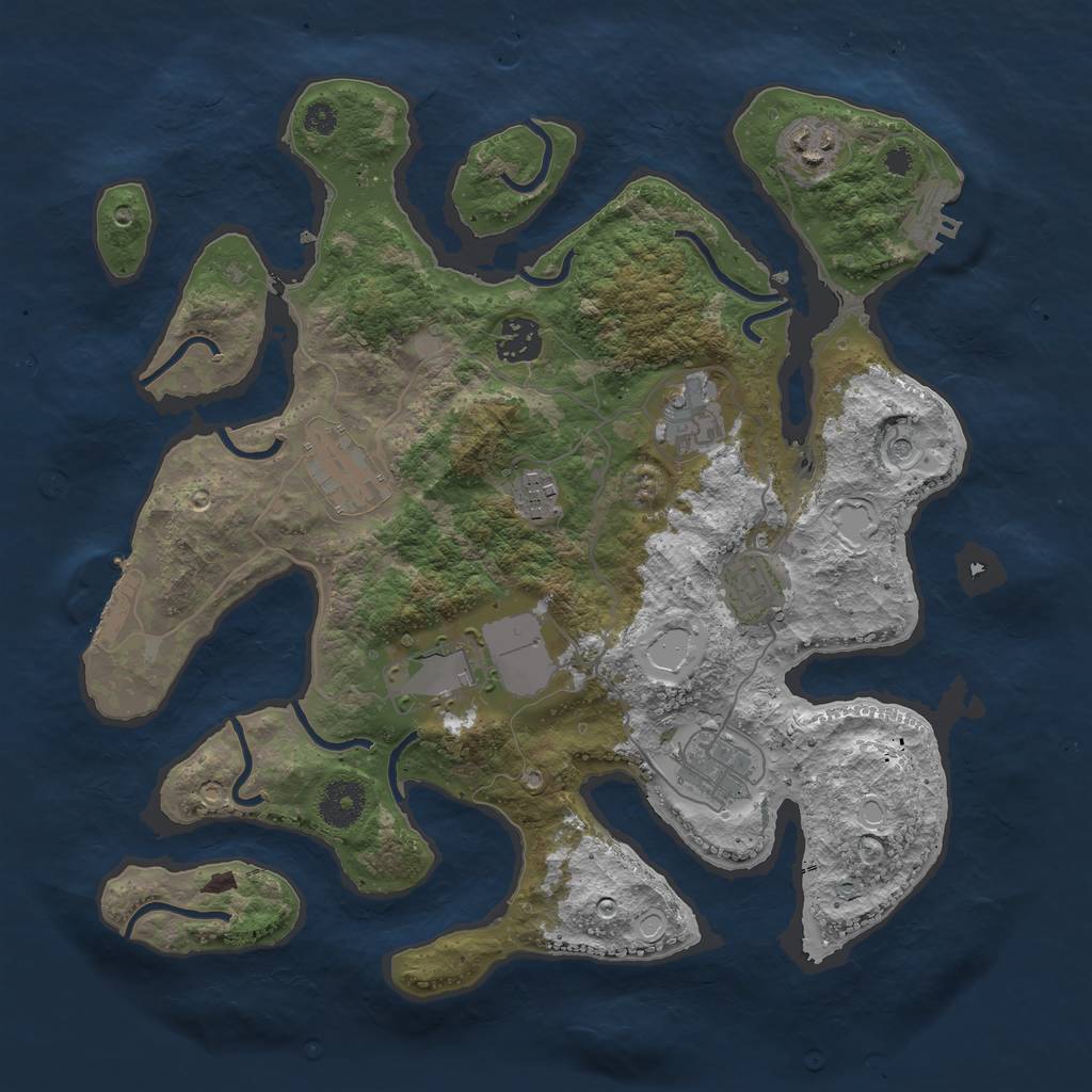 Rust Map: Procedural Map, Size: 3500, Seed: 18762, 16 Monuments