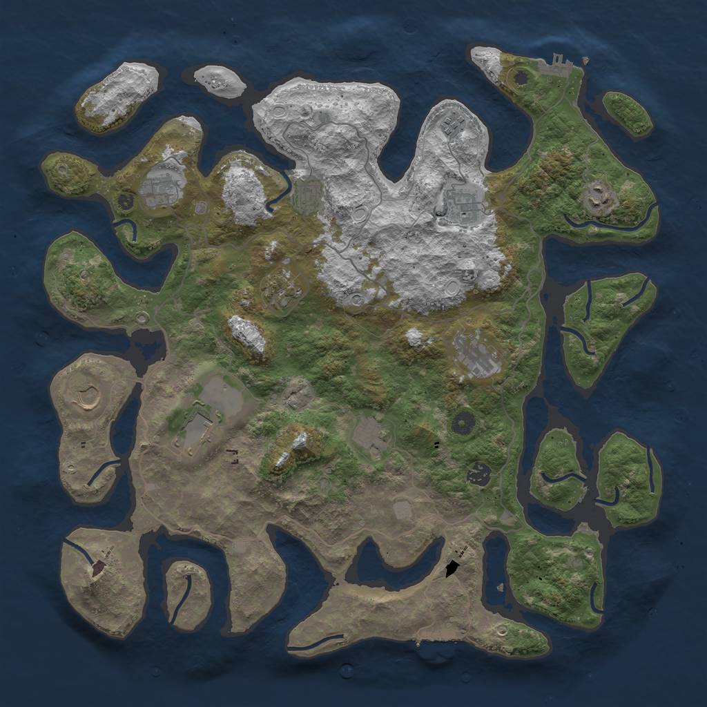 Rust Map: Procedural Map, Size: 4500, Seed: 1619323322, 19 Monuments