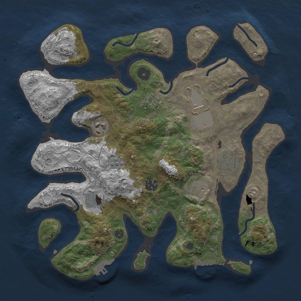 Rust Map: Procedural Map, Size: 3500, Seed: 45044073, 19 Monuments