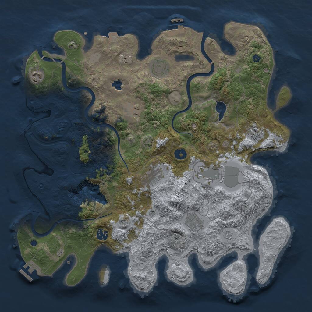 Rust Map: Procedural Map, Size: 4000, Seed: 852469343, 15 Monuments