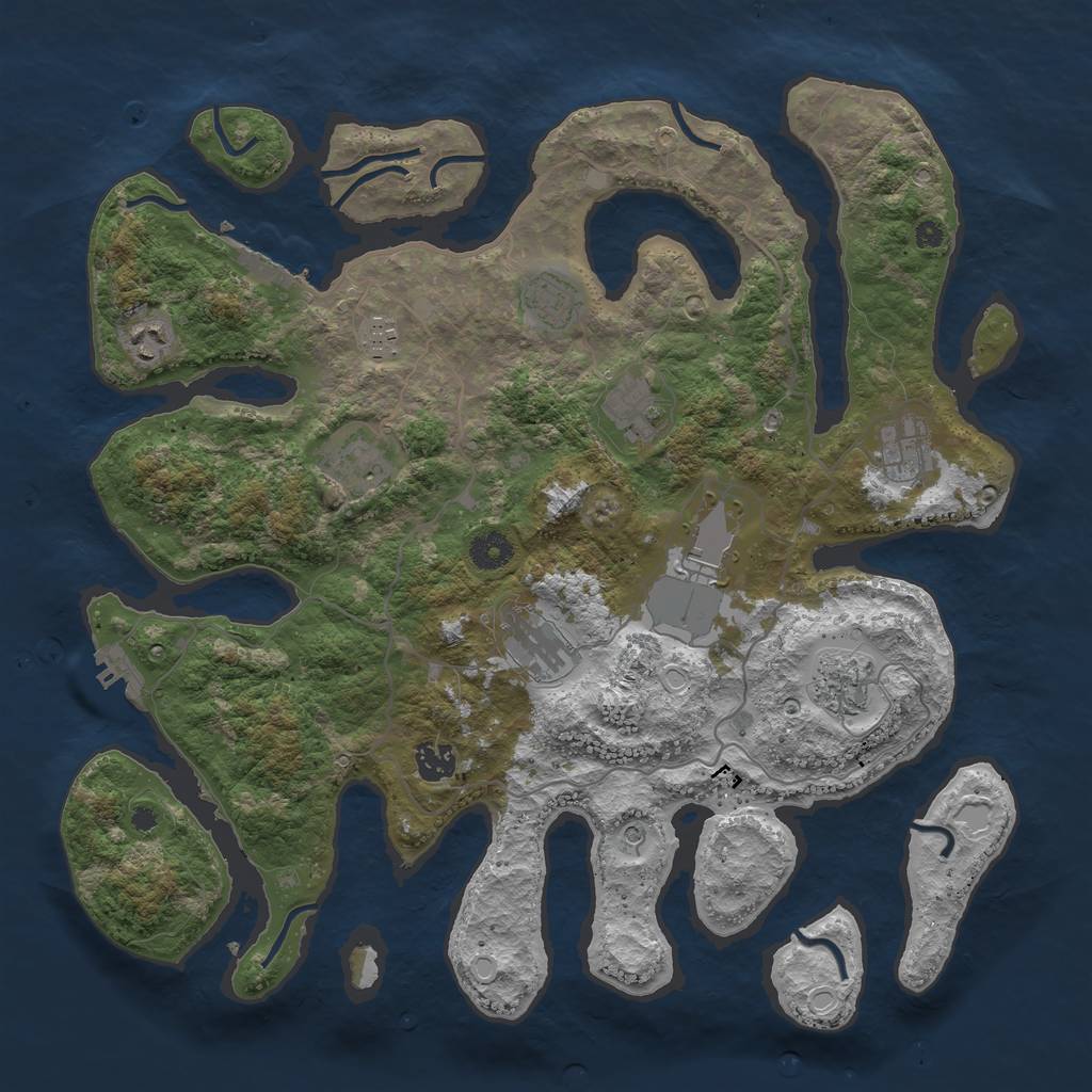 Rust Map: Procedural Map, Size: 4000, Seed: 852469343, 21 Monuments