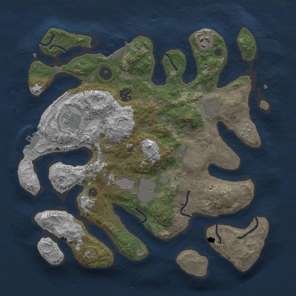 Rust Map: Procedural Map, Size: 3500, Seed: 11684, 15 Monuments