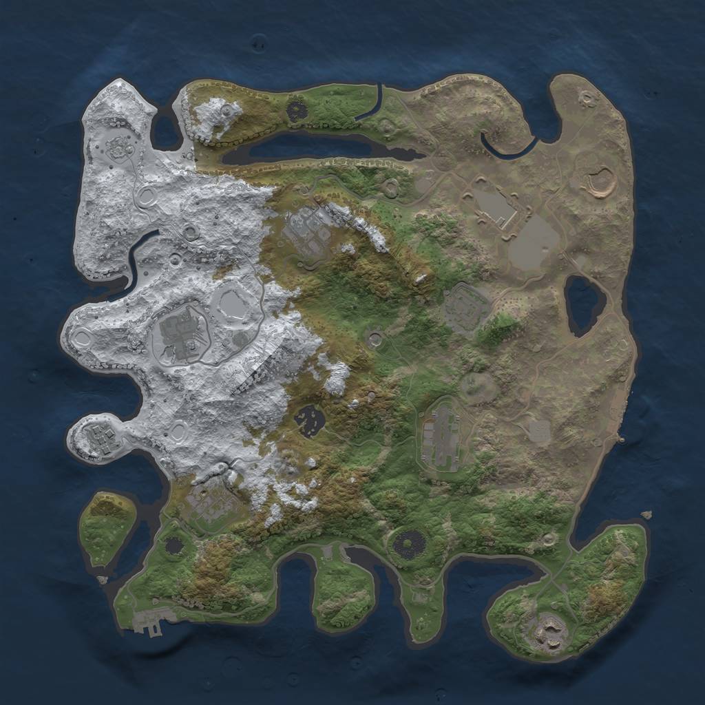 Rust Map: Procedural Map, Size: 3500, Seed: 63628, 19 Monuments
