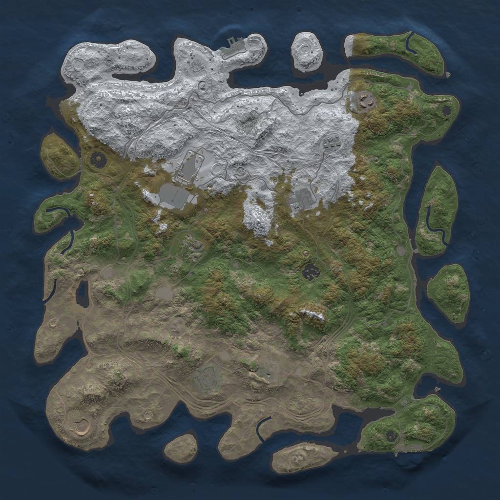 Rust Map: Procedural Map, Size: 4500, Seed: 27719, 18 Monuments