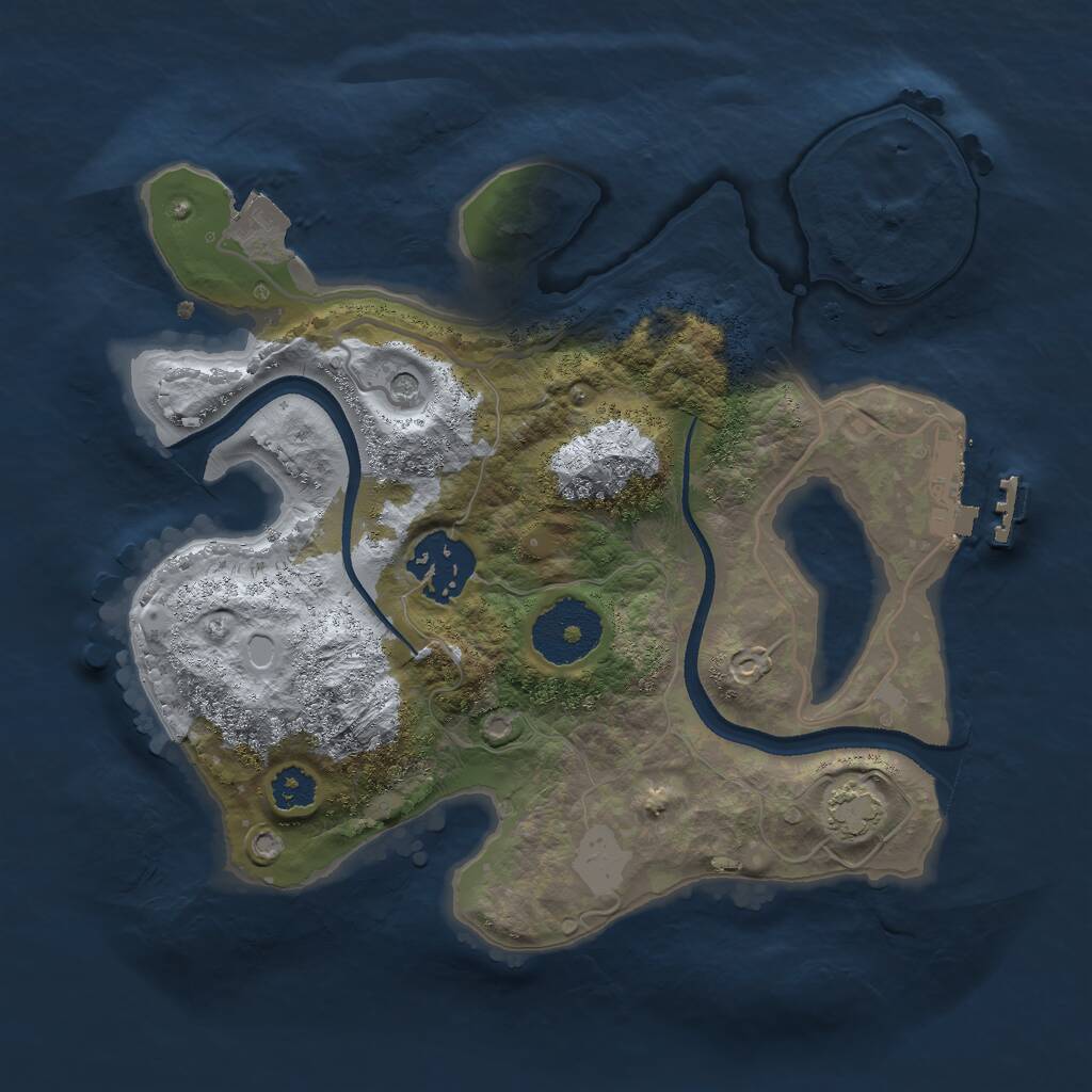 Rust Map: Procedural Map, Size: 2500, Seed: 251474, 5 Monuments