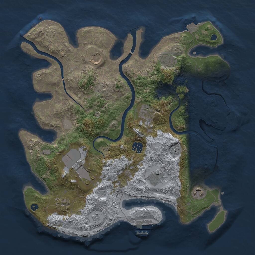 Rust Map: Procedural Map, Size: 3500, Seed: 634827050, 15 Monuments