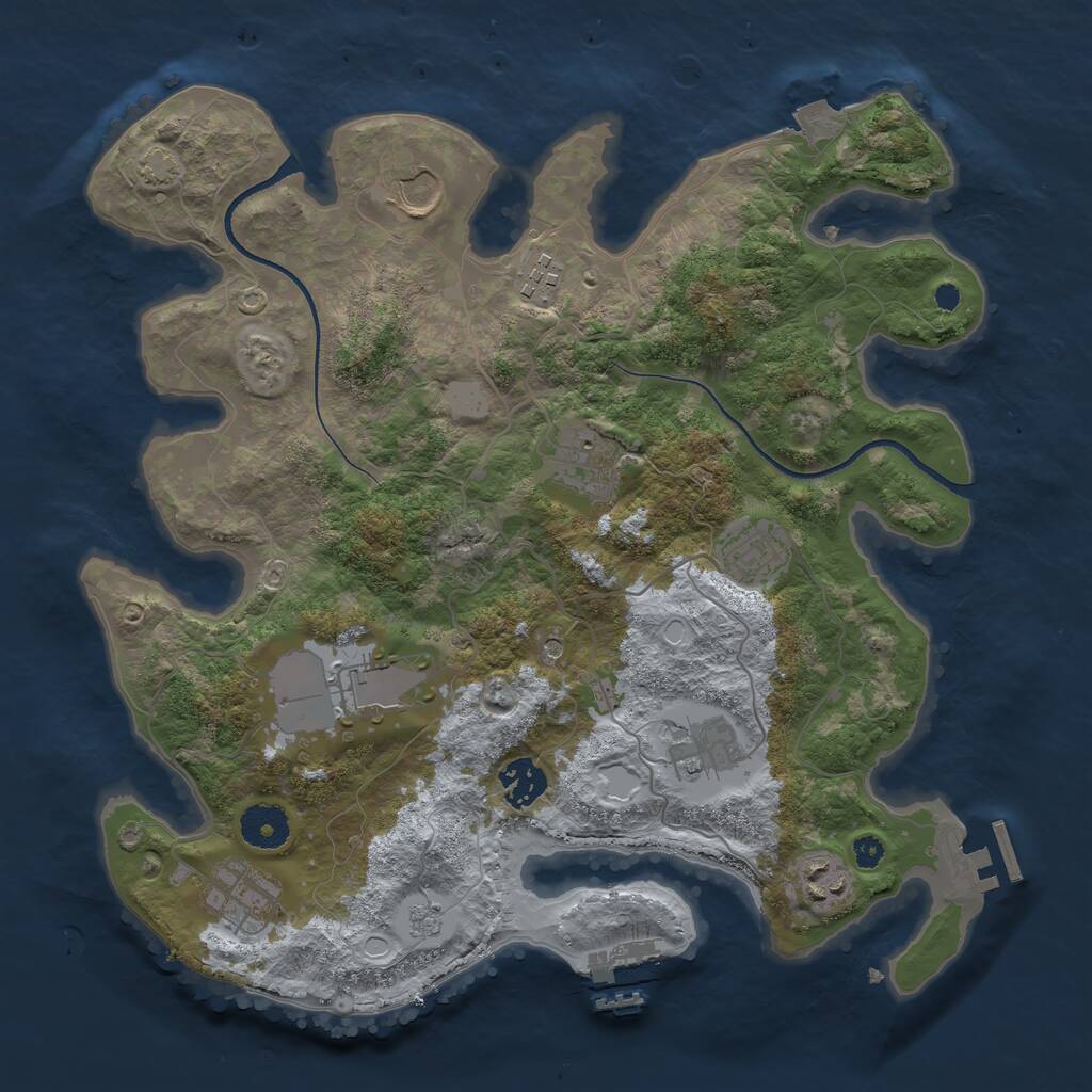 Rust Map: Procedural Map, Size: 3500, Seed: 634827050, 15 Monuments