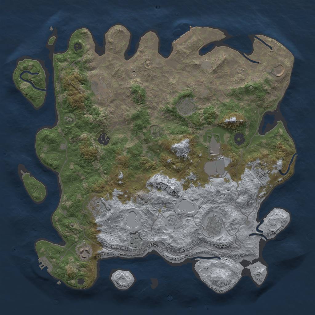 Rust Map: Procedural Map, Size: 4000, Seed: 765128810, 17 Monuments