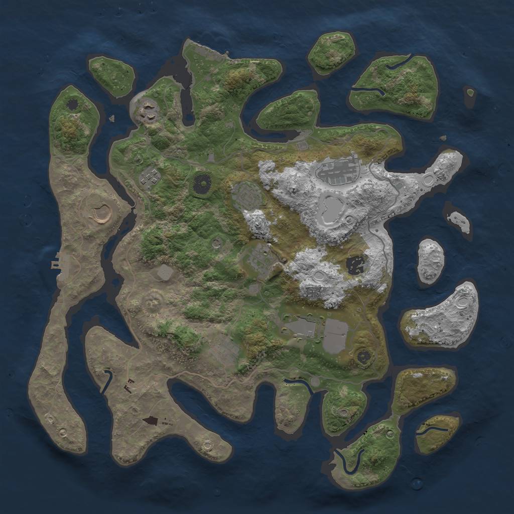 Rust Map: Procedural Map, Size: 4000, Seed: 1840797036, 17 Monuments