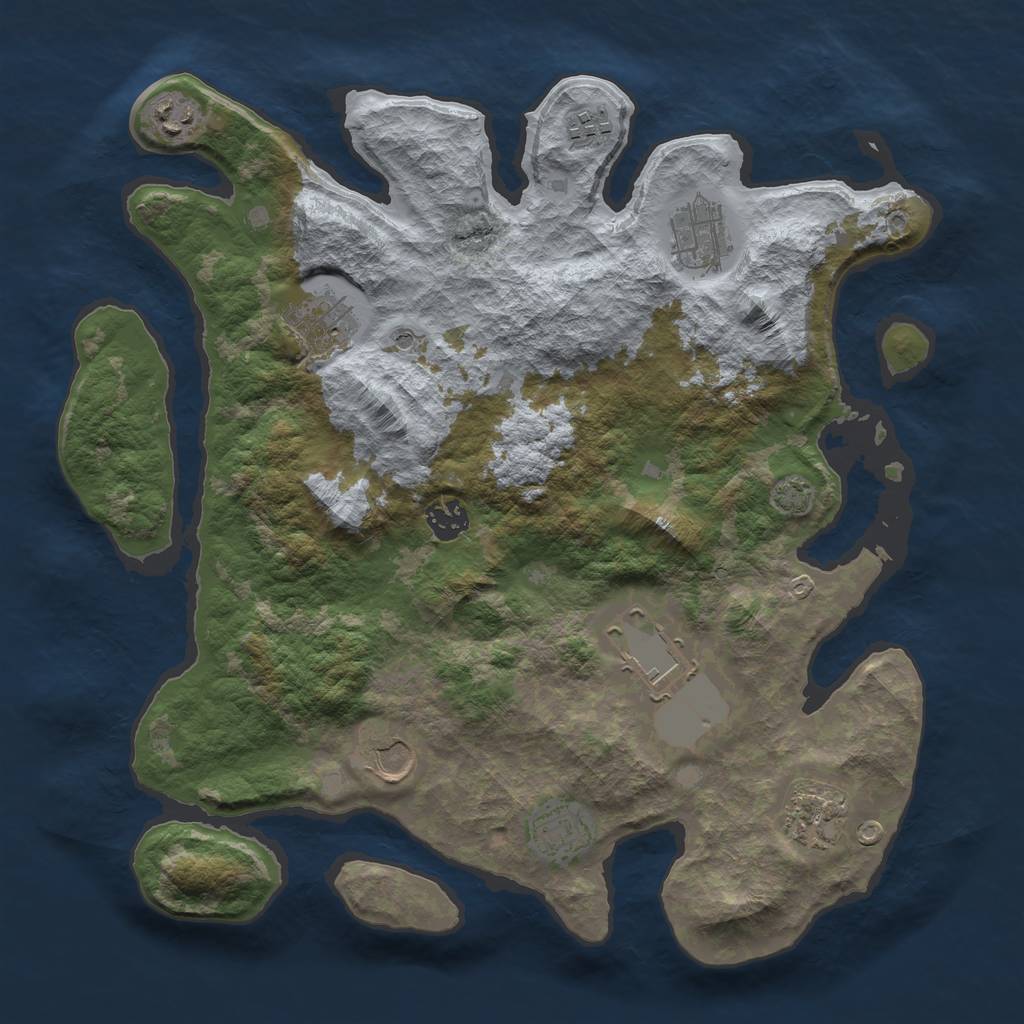 Rust Map: Barren, Size: 3700, Seed: 431504257, 13 Monuments