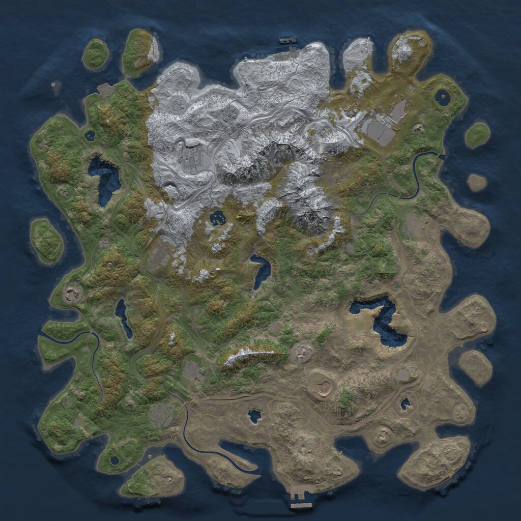 Rust Map: Procedural Map, Size: 5000, Seed: 2033719531, 16 Monuments