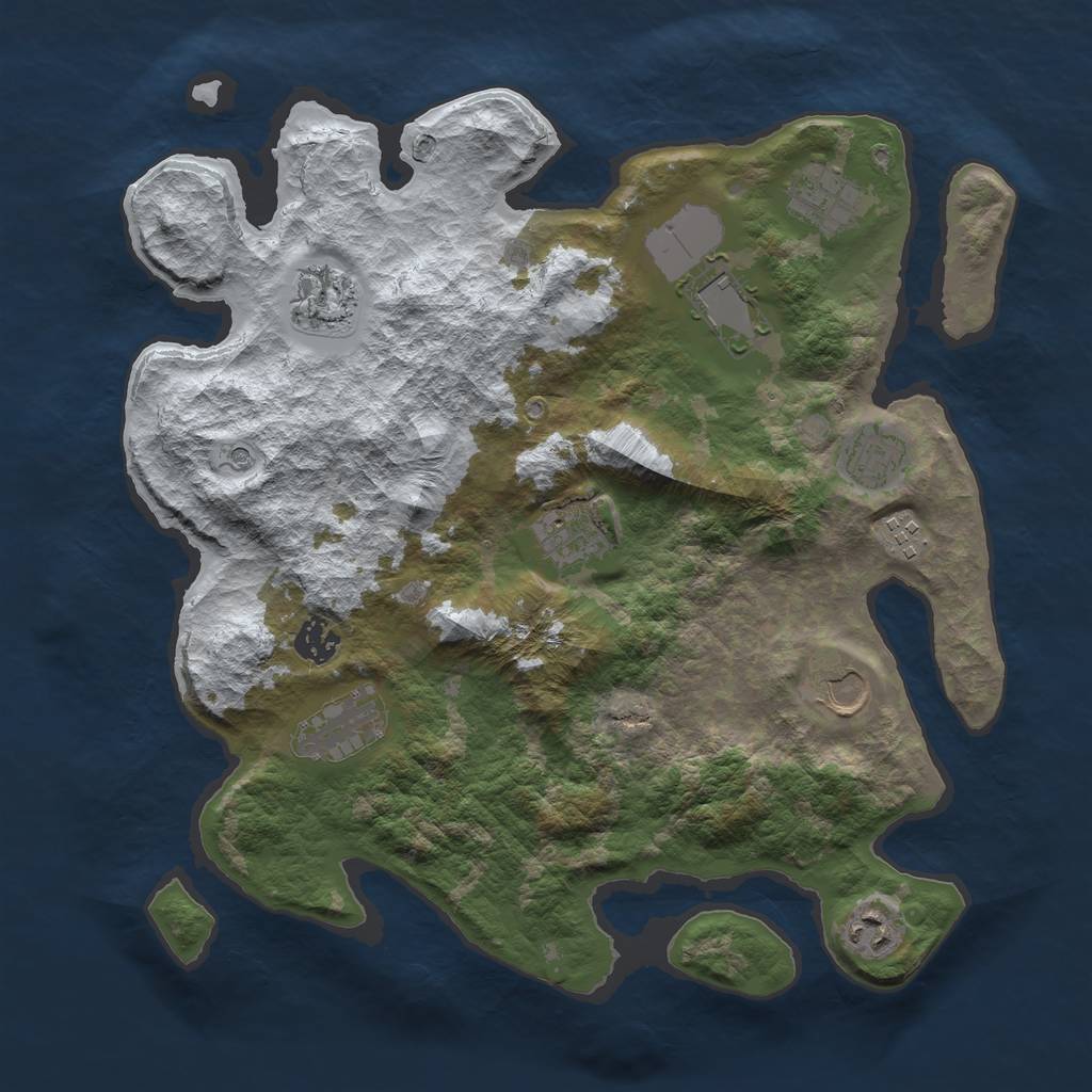 Rust Map: Barren, Size: 3700, Seed: 234234, 13 Monuments