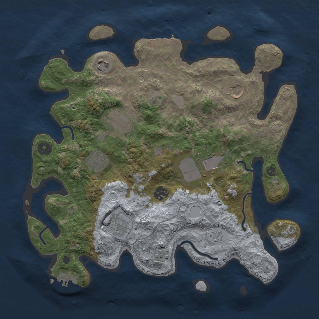 Rust Map: Procedural Map, Size: 3500, Seed: 409312289, 16 Monuments