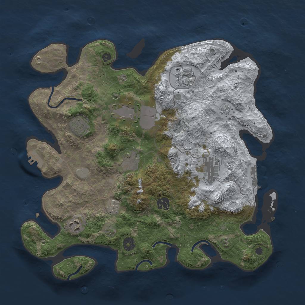 Rust Map: Procedural Map, Size: 3500, Seed: 7492, 17 Monuments