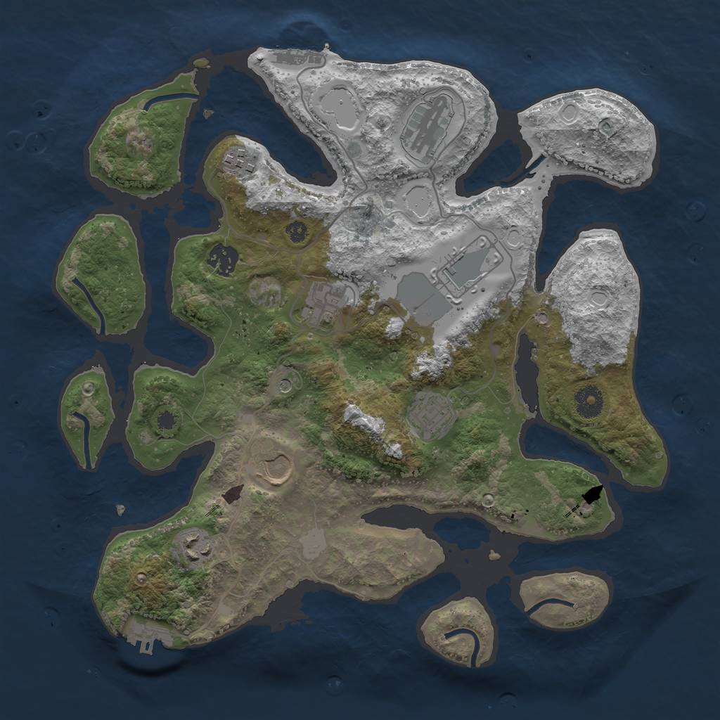 Rust Map: Procedural Map, Size: 3500, Seed: 145642, 16 Monuments