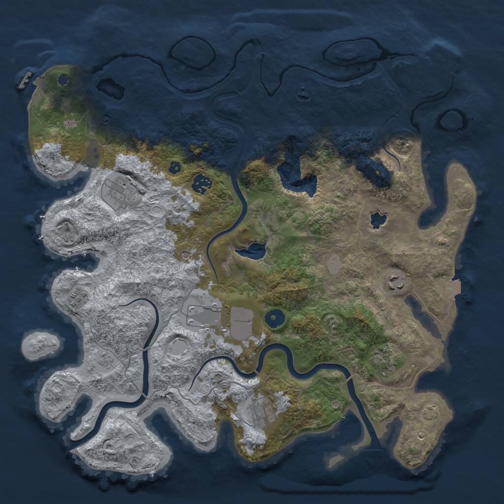 Rust Map: Procedural Map, Size: 4000, Seed: 1440856351, 13 Monuments