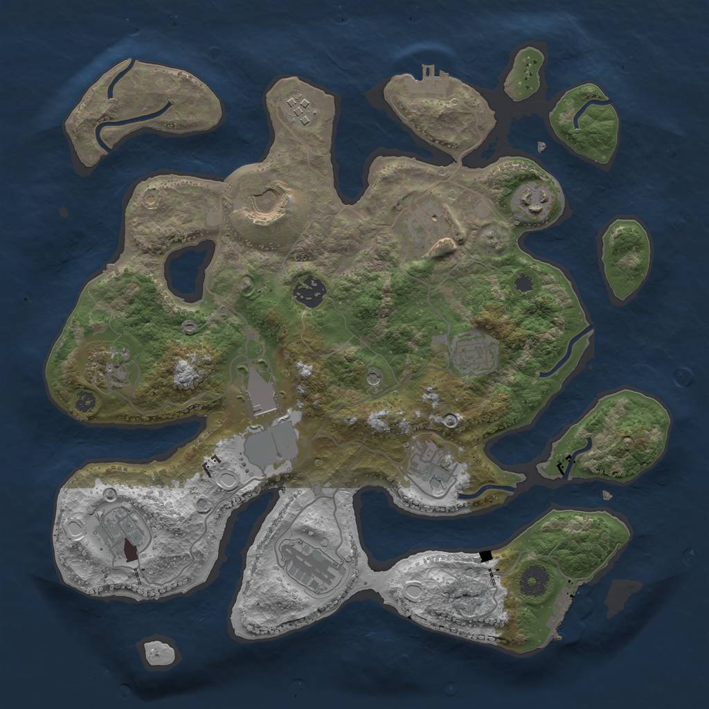 Rust Map: Procedural Map, Size: 3500, Seed: 66830197, 19 Monuments