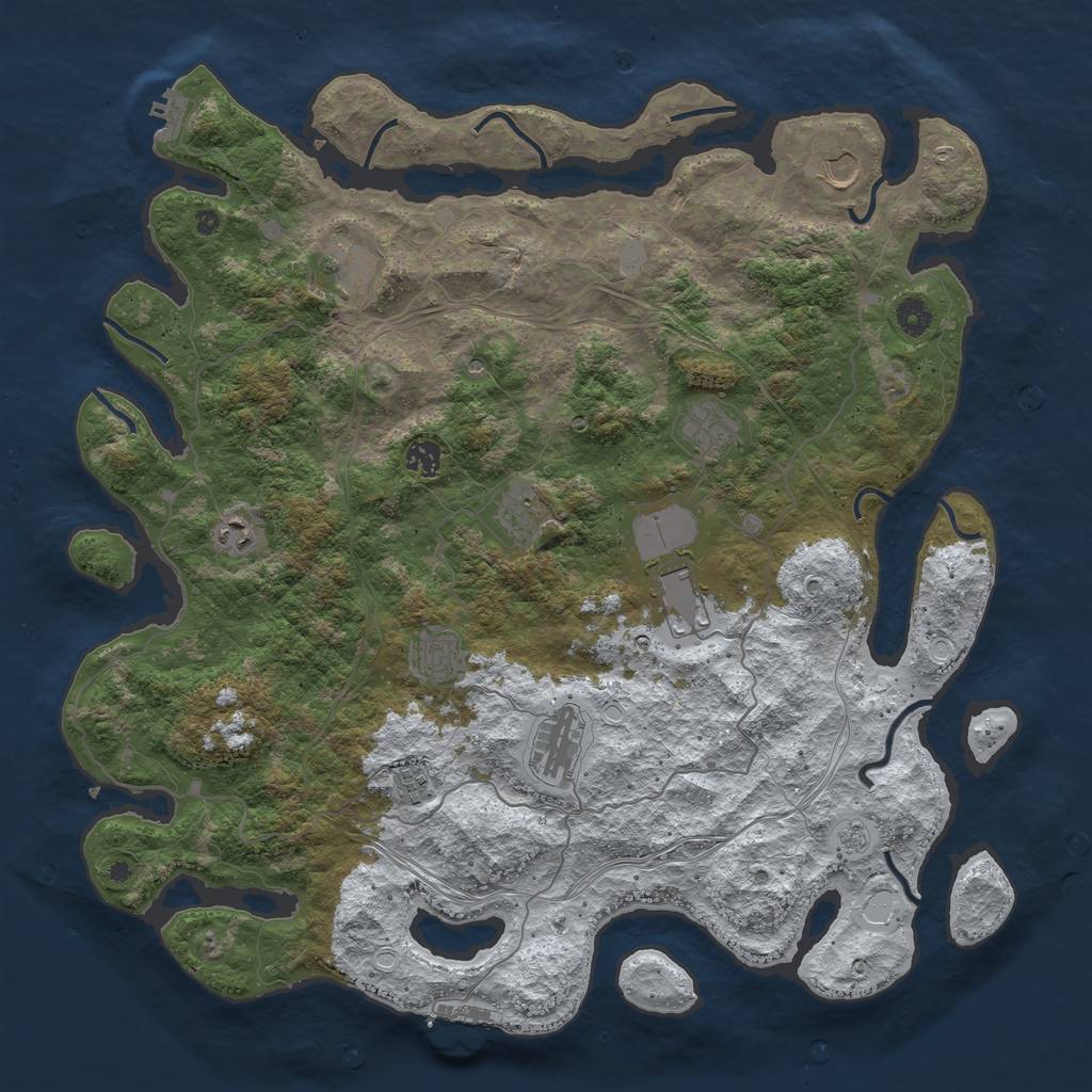 Rust Map: Procedural Map, Size: 4500, Seed: 969876541, 19 Monuments