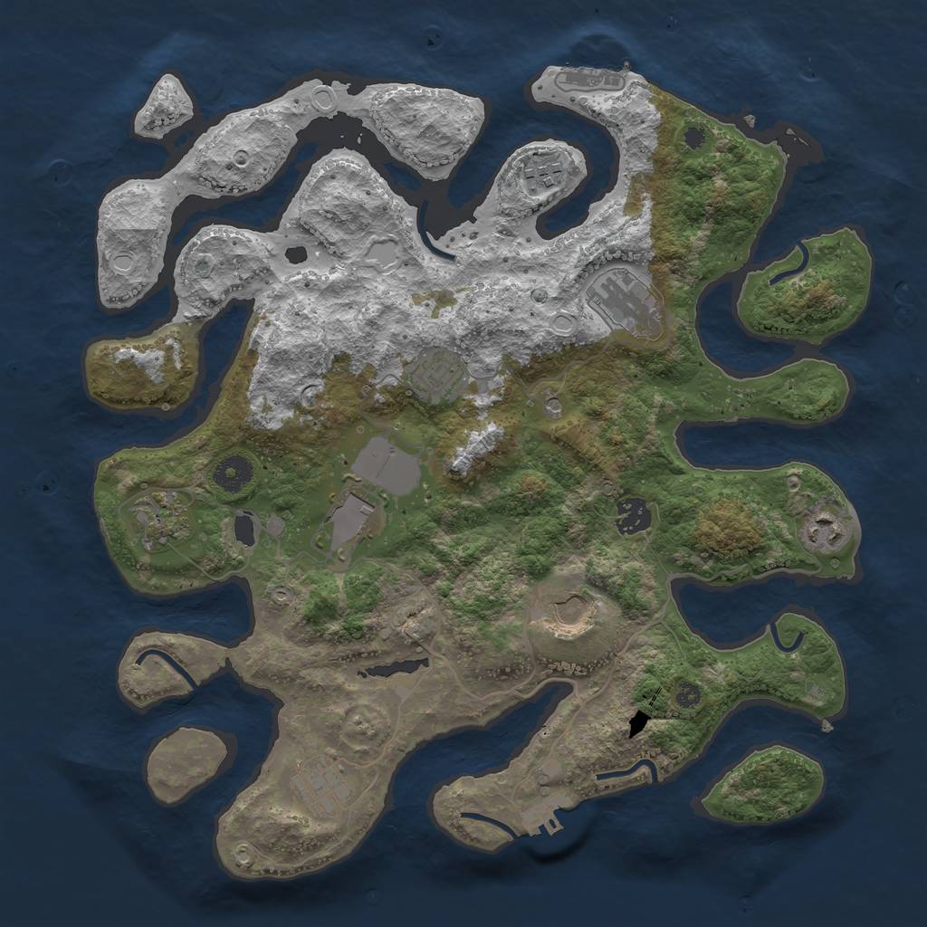 Rust Map: Procedural Map, Size: 3750, Seed: 777777, 17 Monuments