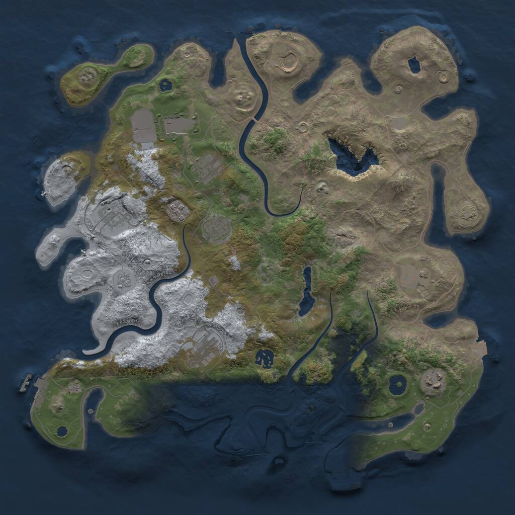 Rust Map: Procedural Map, Size: 4000, Seed: 143247598, 16 Monuments