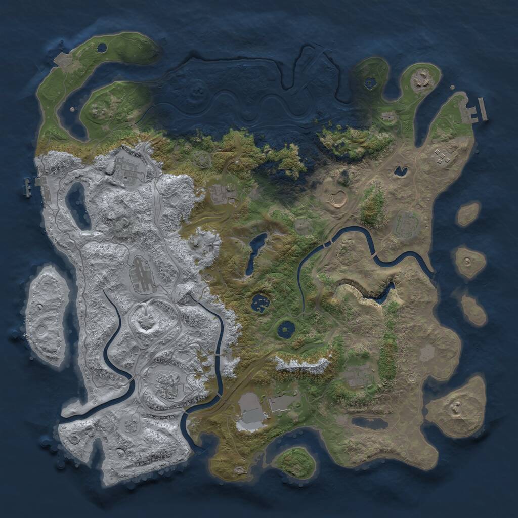 Rust Map: Procedural Map, Size: 4454, Seed: 5454, 17 Monuments