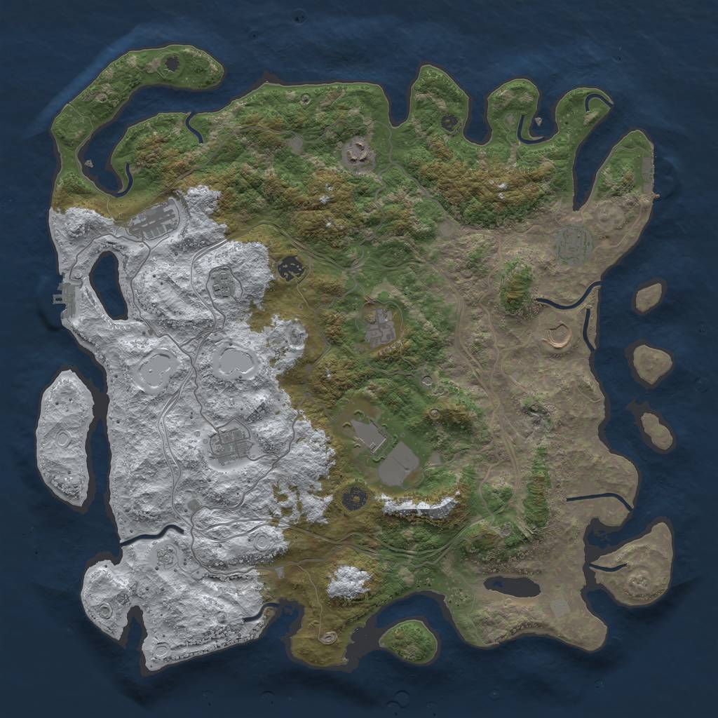 Rust Map: Procedural Map, Size: 4454, Seed: 5454, 18 Monuments