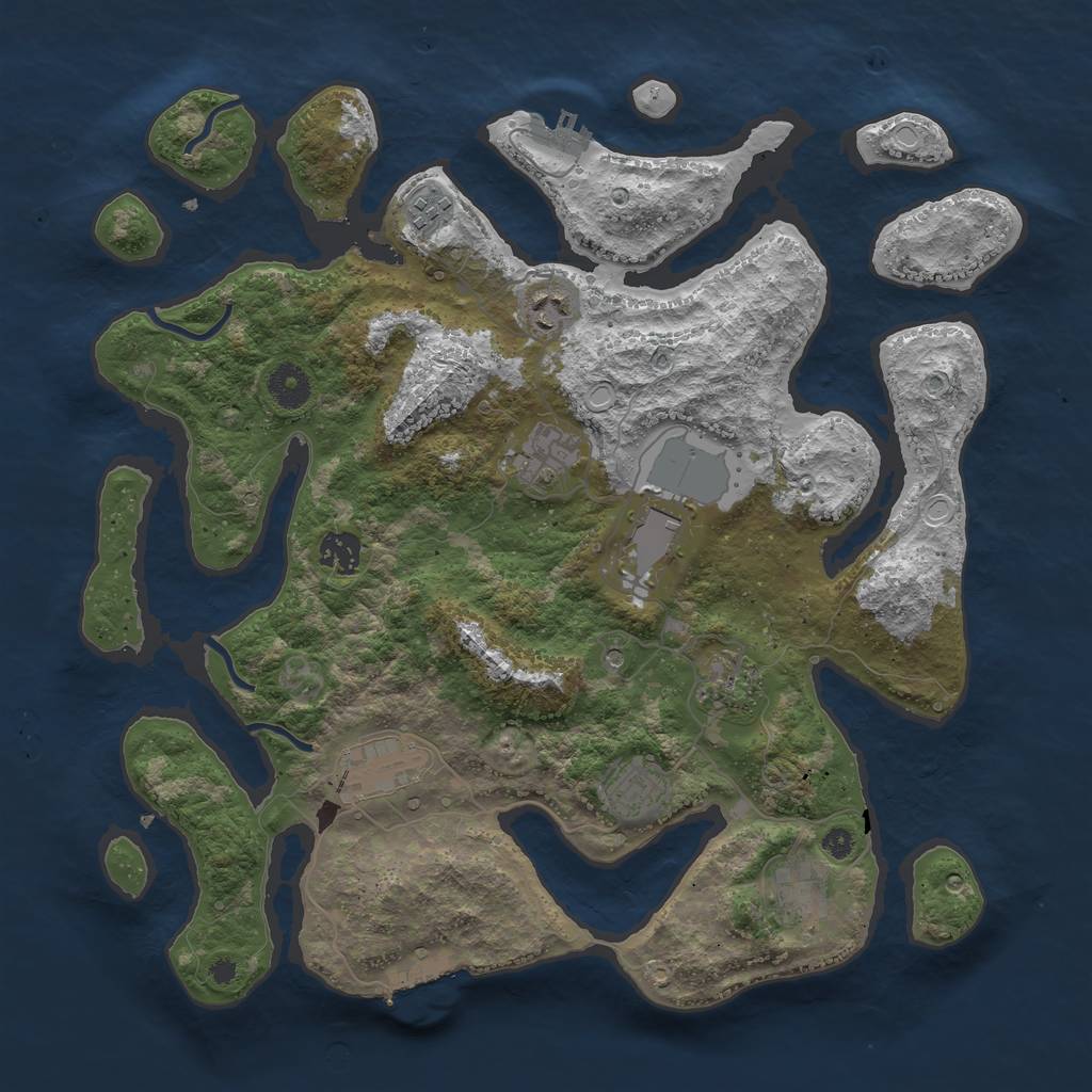 Rust Map: Procedural Map, Size: 3800, Seed: 25234234, 17 Monuments