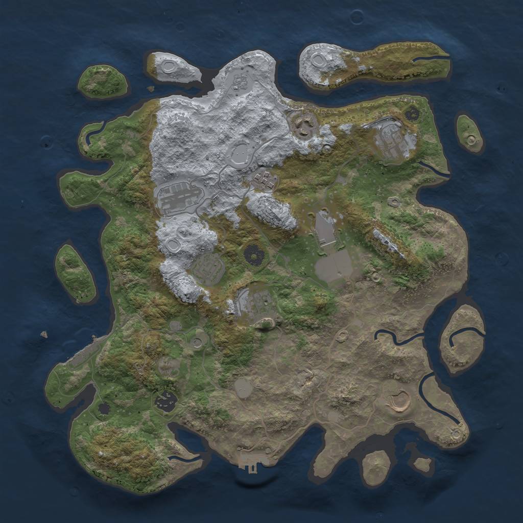 Rust Map: Procedural Map, Size: 3750, Seed: 3092021, 16 Monuments
