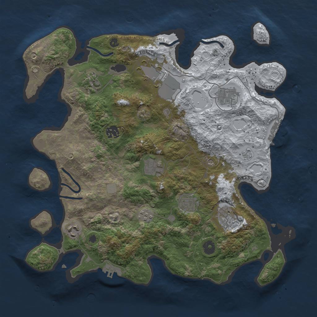 Rust Map: Procedural Map, Size: 3600, Seed: 123, 18 Monuments