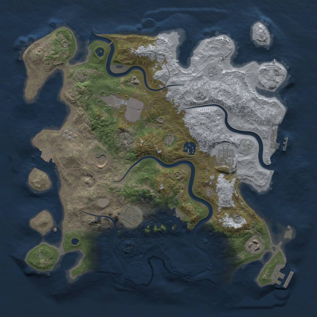 Rust Map: Procedural Map, Size: 3600, Seed: 123, 14 Monuments