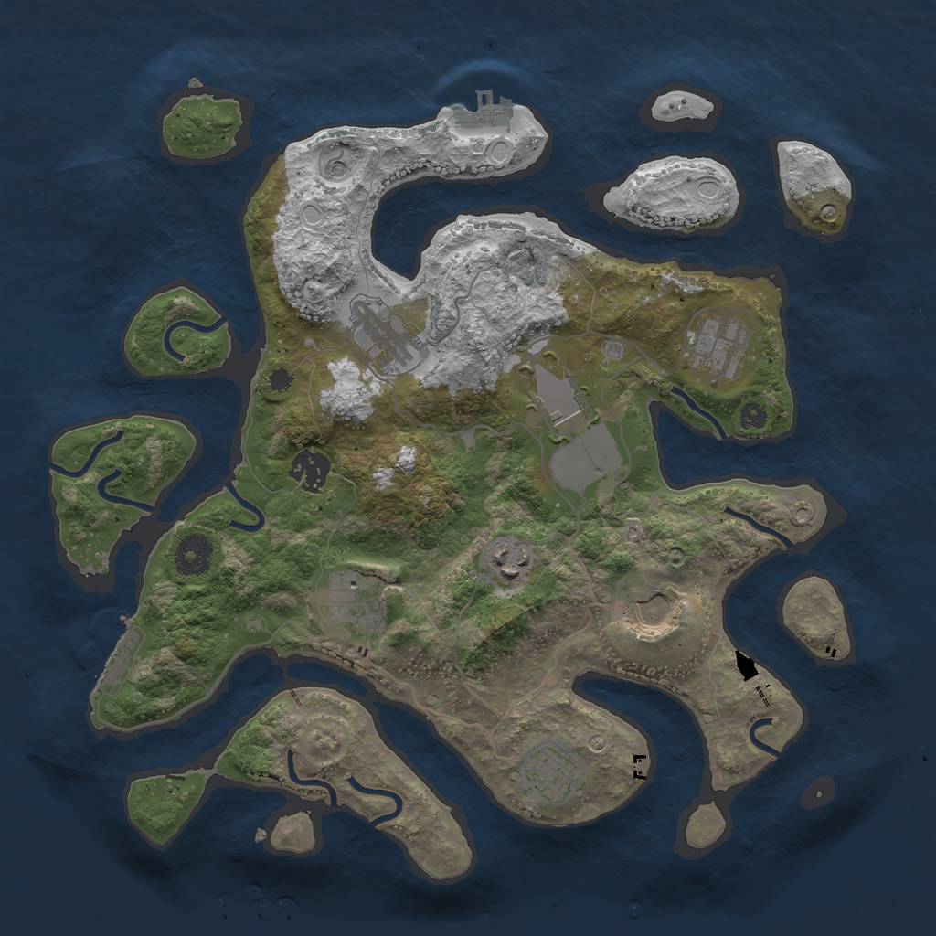 Rust Map: Procedural Map, Size: 3500, Seed: 2097976715, 16 Monuments