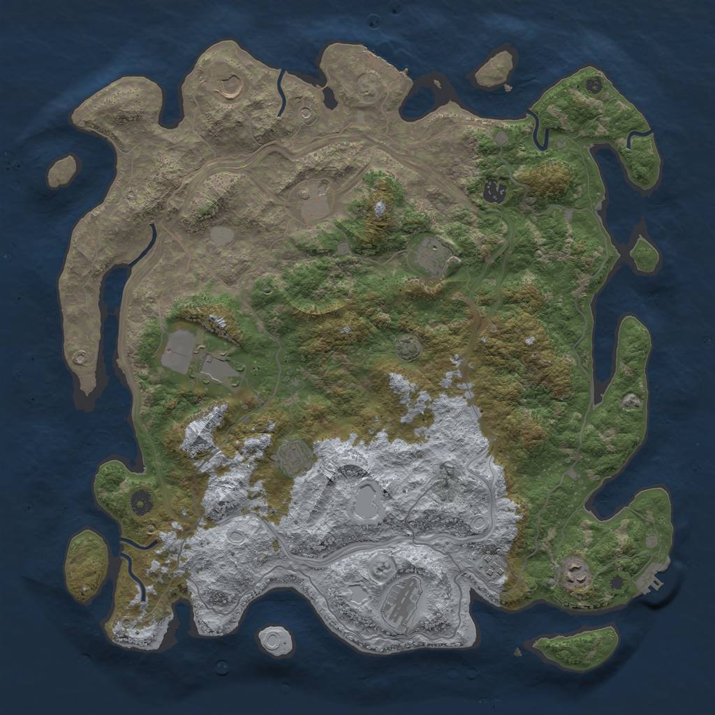 Rust Map: Procedural Map, Size: 4500, Seed: 1056949917, 16 Monuments