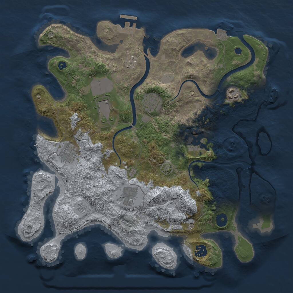 Rust Map: Procedural Map, Size: 3500, Seed: 1497470324, 14 Monuments
