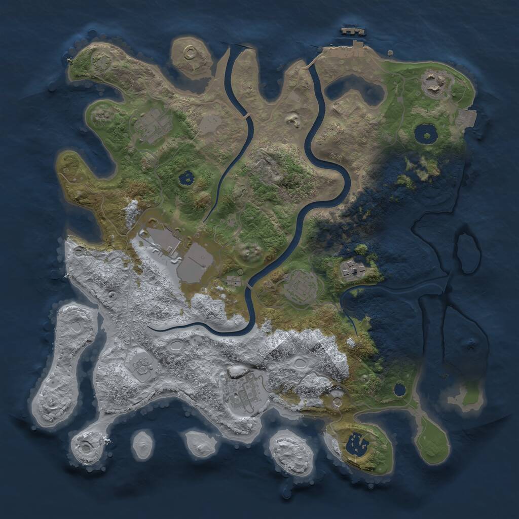 Rust Map: Procedural Map, Size: 3500, Seed: 1497470324, 12 Monuments