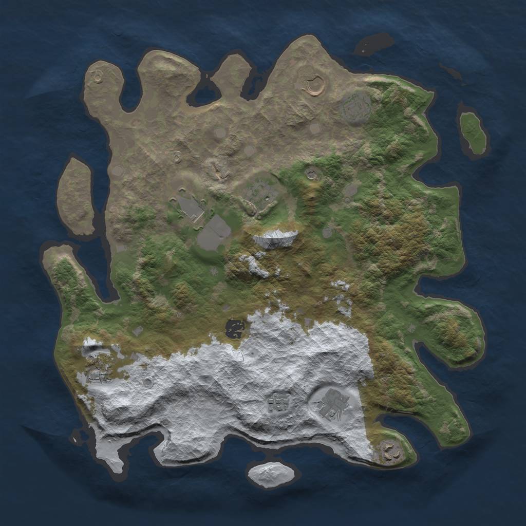 Rust Map: Barren, Size: 4000, Seed: 5158877, 12 Monuments