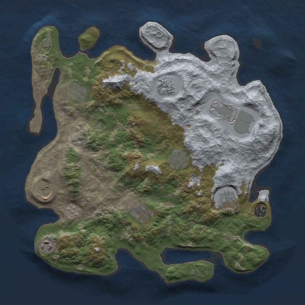 Rust Map: Barren, Size: 3700, Seed: 1601804078, 14 Monuments