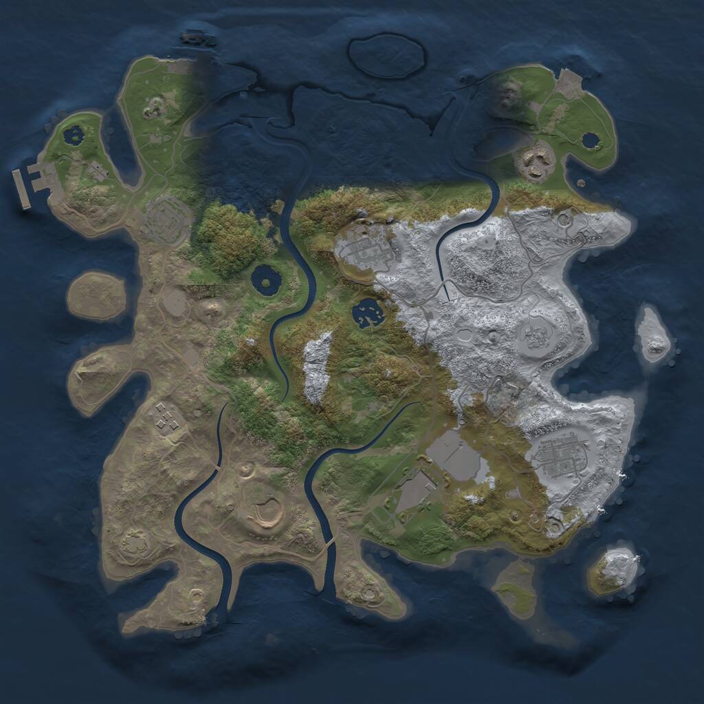 Rust Map: Procedural Map, Size: 3500, Seed: 3419942, 14 Monuments