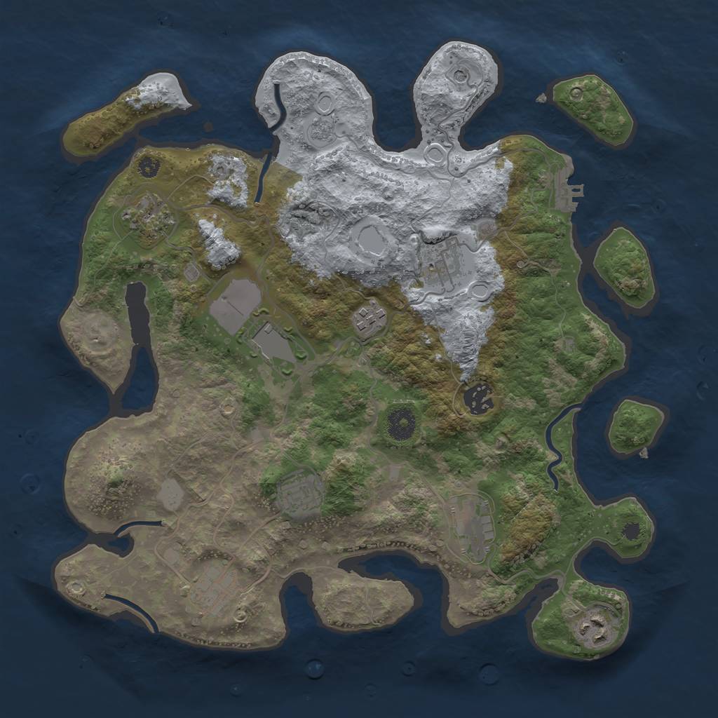 Rust Map: Procedural Map, Size: 3500, Seed: 195628, 15 Monuments