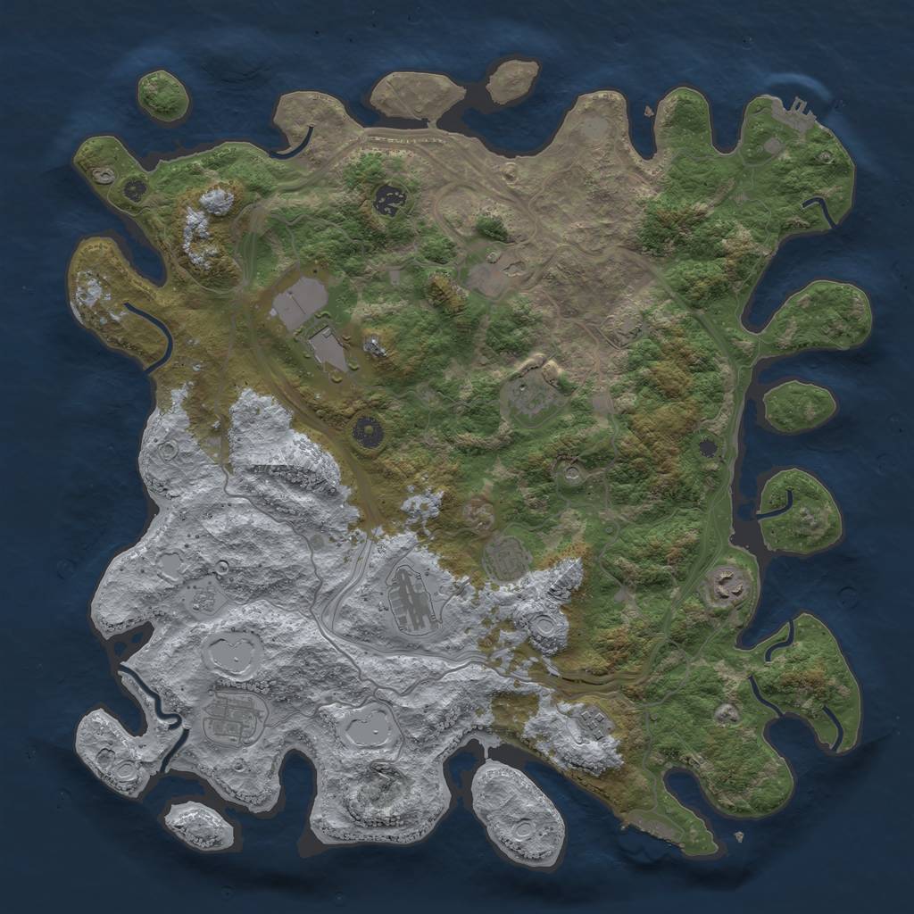 Rust Map: Procedural Map, Size: 4400, Seed: 8888, 17 Monuments