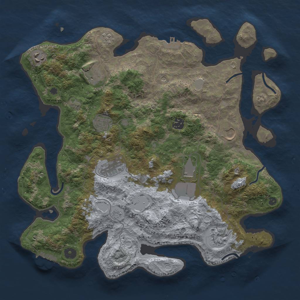 Rust Map: Procedural Map, Size: 3800, Seed: 130309, 16 Monuments