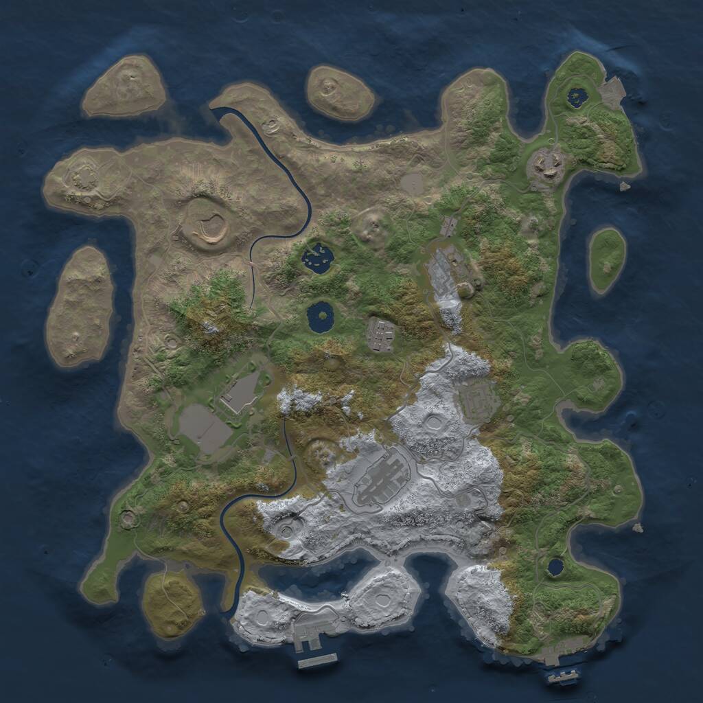 Rust Map: Procedural Map, Size: 3600, Seed: 4040446, 13 Monuments