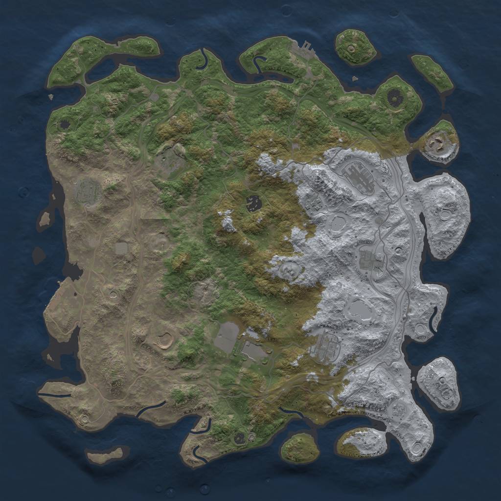 Rust Map: Procedural Map, Size: 4500, Seed: 1627026251, 17 Monuments
