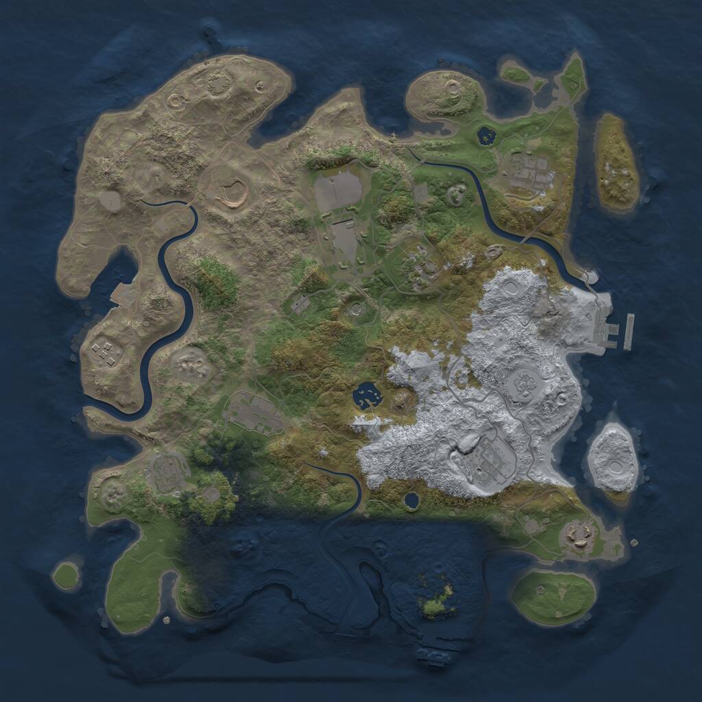 Rust Map: Procedural Map, Size: 3850, Seed: 759234542, 16 Monuments