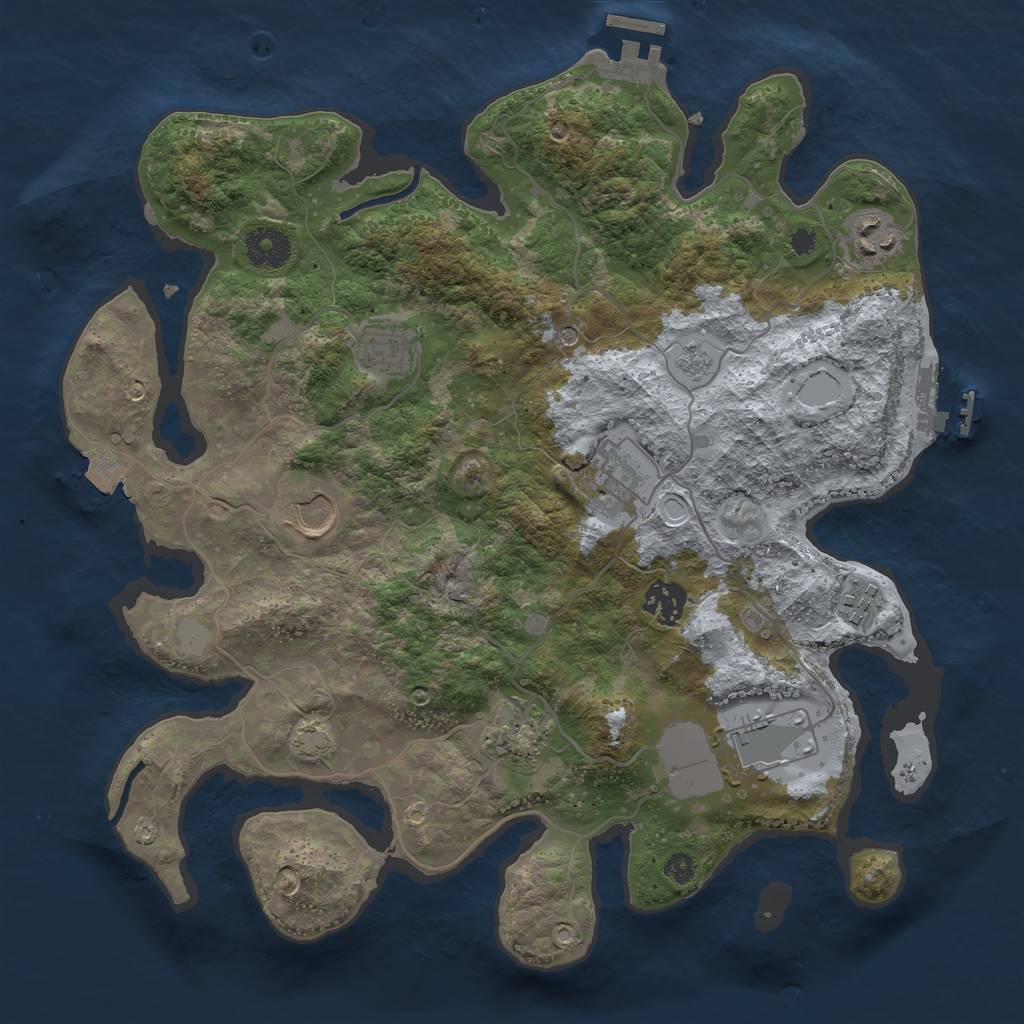 Rust Map: Procedural Map, Size: 3500, Seed: 22134432, 16 Monuments