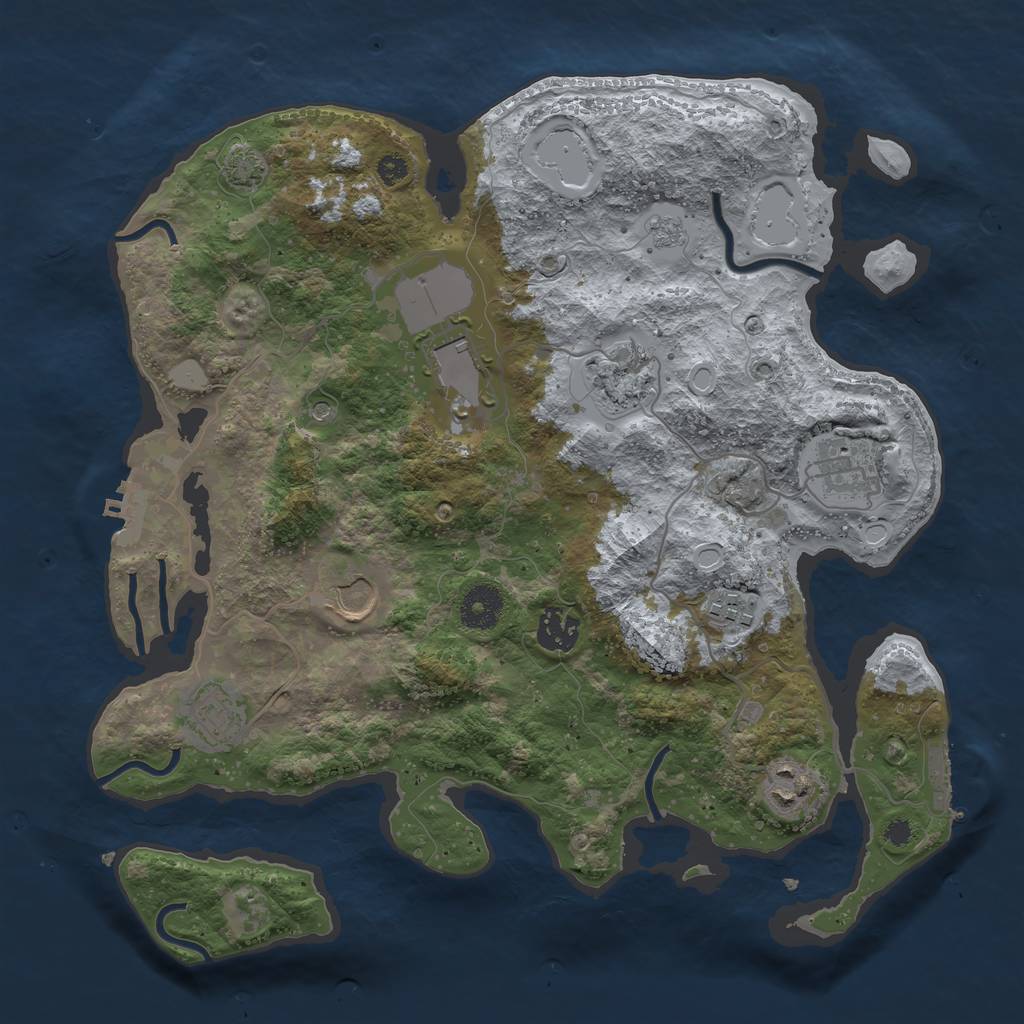 Rust Map: Procedural Map, Size: 3500, Seed: 661868809, 16 Monuments