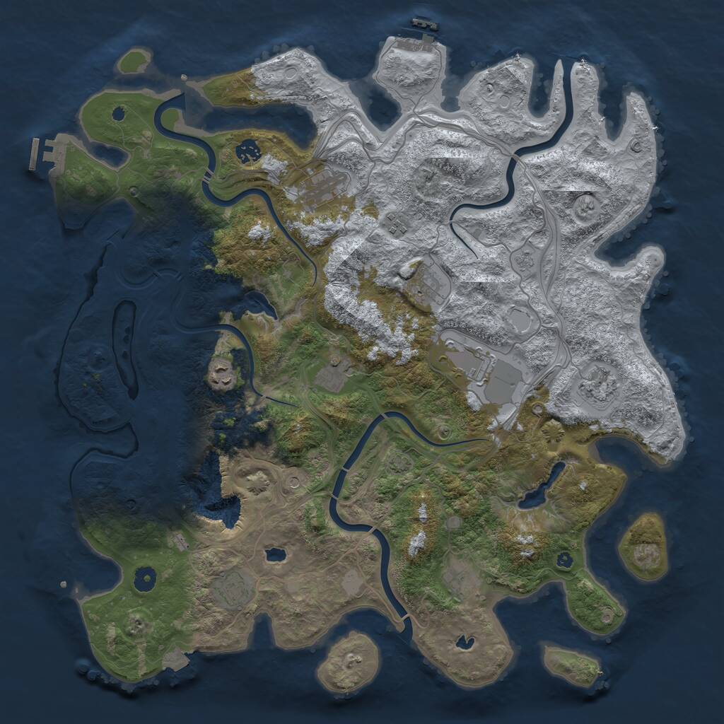 Rust Map: Procedural Map, Size: 4500, Seed: 35464316, 16 Monuments