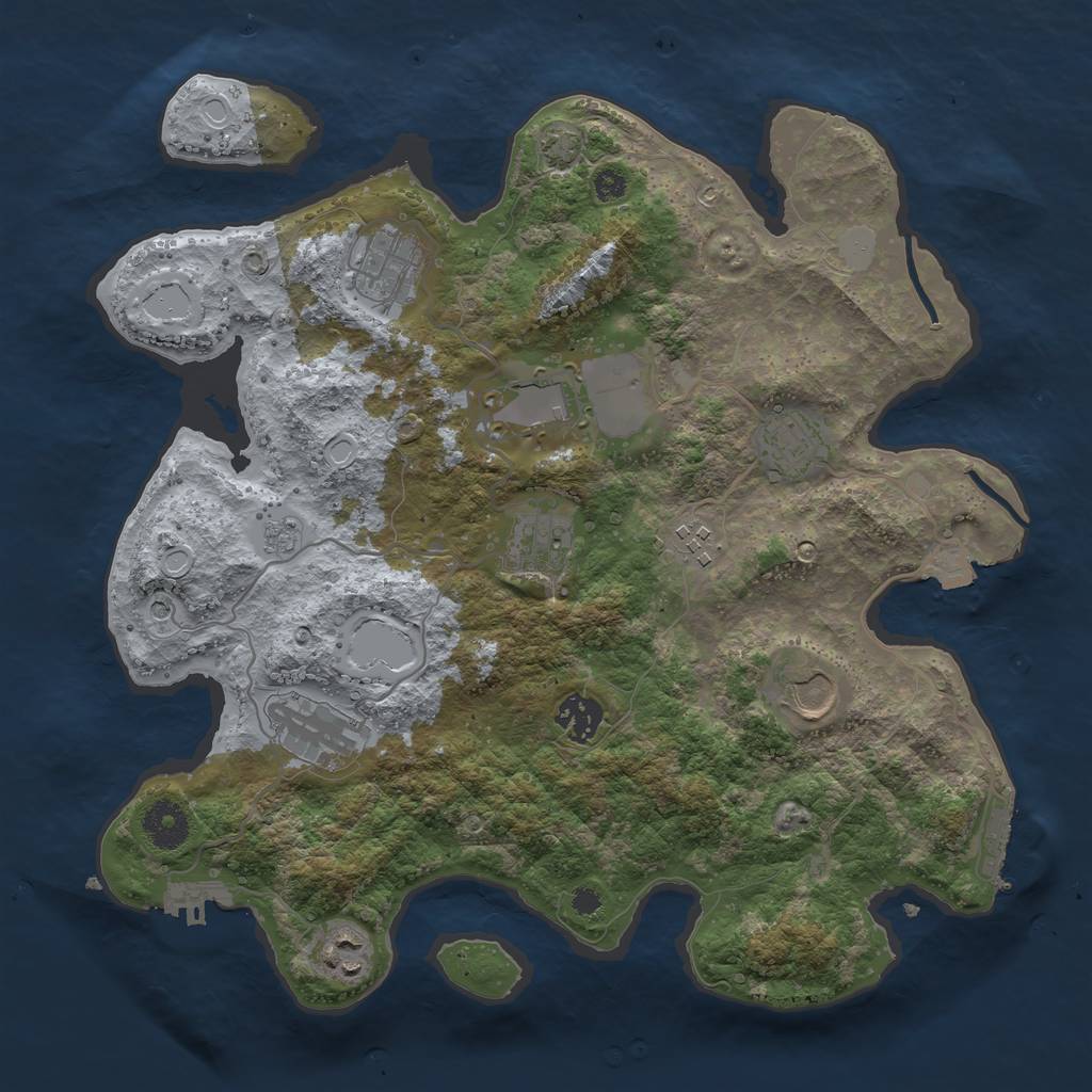 Rust Map: Procedural Map, Size: 3500, Seed: 1991515671, 17 Monuments