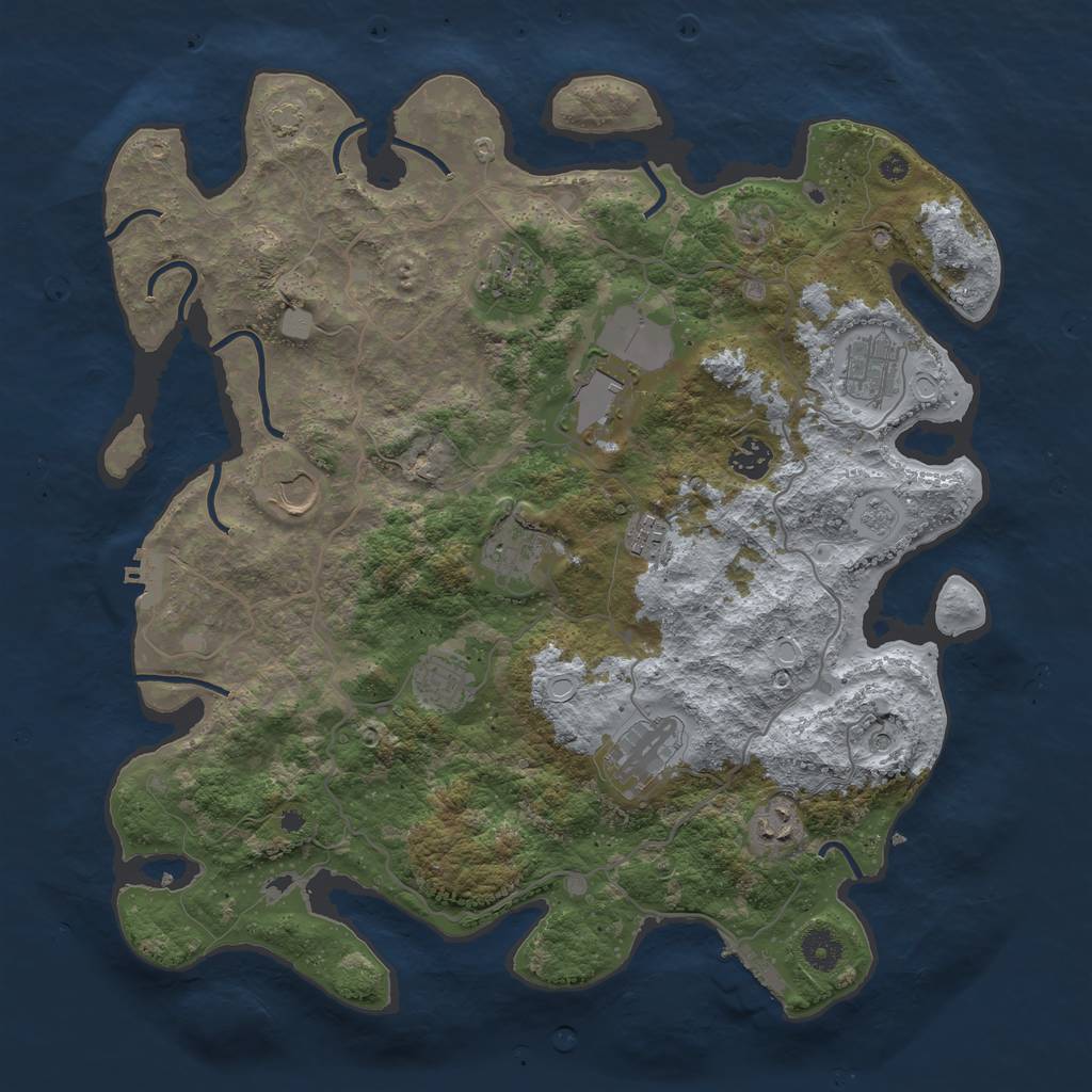 Rust Map: Procedural Map, Size: 4000, Seed: 523468926, 18 Monuments